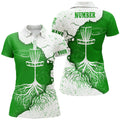 Custom Womens Disc Golf Polo Shirt White & Green Custom Disc Golf Shirts For Women Disc Golf Gifts