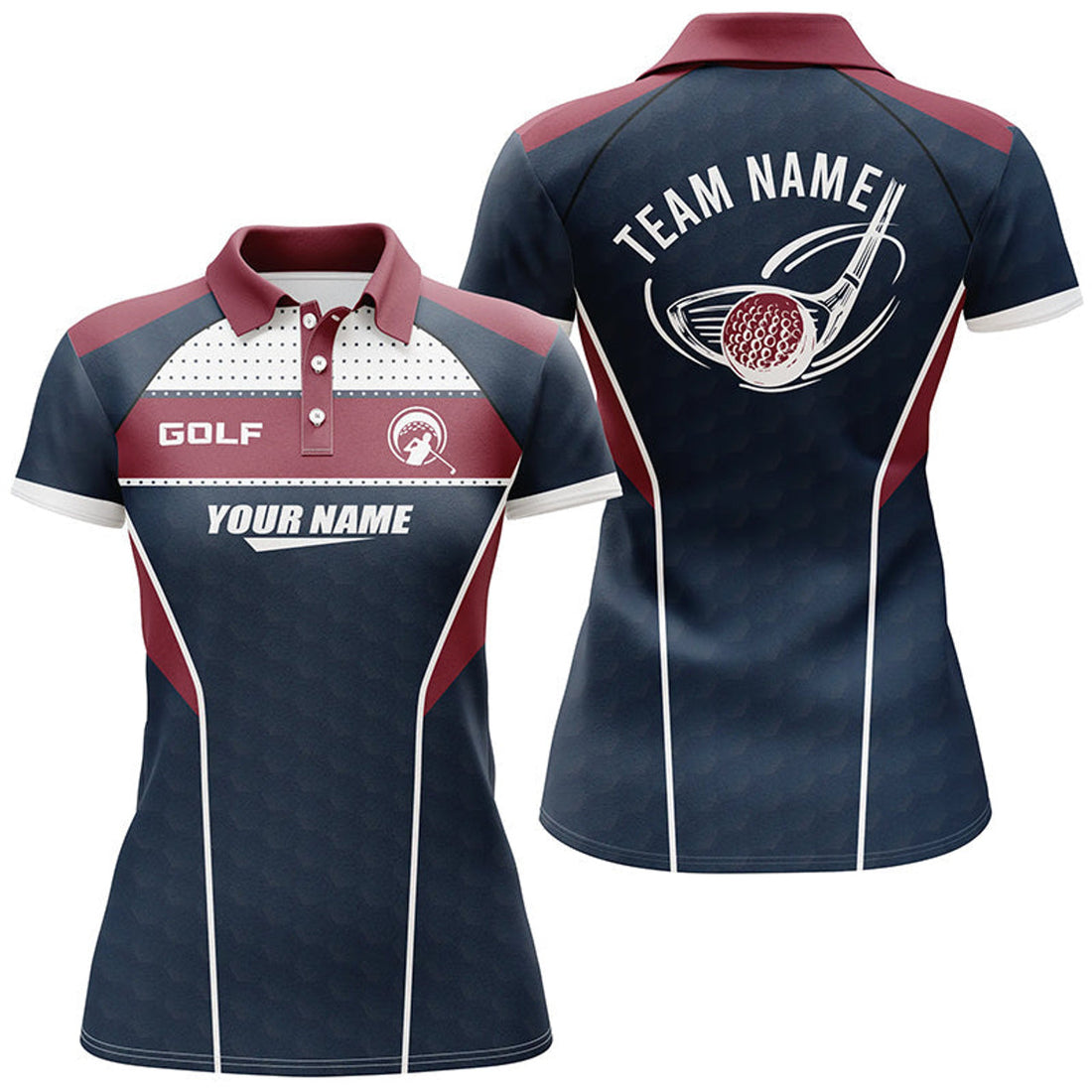 Custom Red Navy Womens Golf Polo Shirt Personalized Golf Tops For Women Team Jersey For Golf Lovers