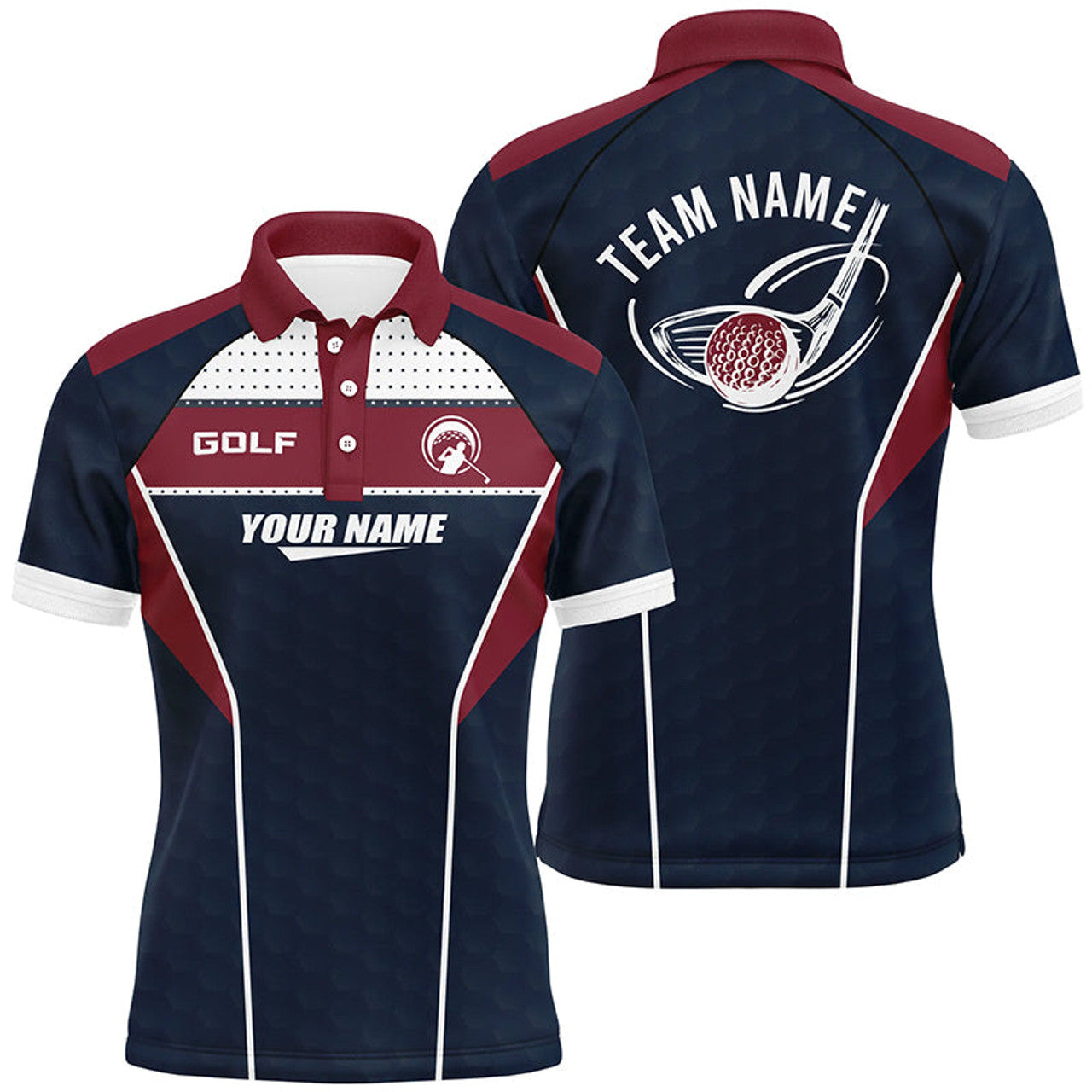 Custom Red Navy Mens Golf Polo Shirt Personalized Golf Tops For Men Golf Team Jersey For Golf Lovers