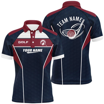 Custom Red Navy Mens Golf Polo Shirt Personalized Golf Tops For Men Golf Team Jersey For Golf Lovers