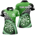 Custom Personalized Black Green Womens Darts Polo Shirt Custom Darts Shirt For Women Dart Jerseys
