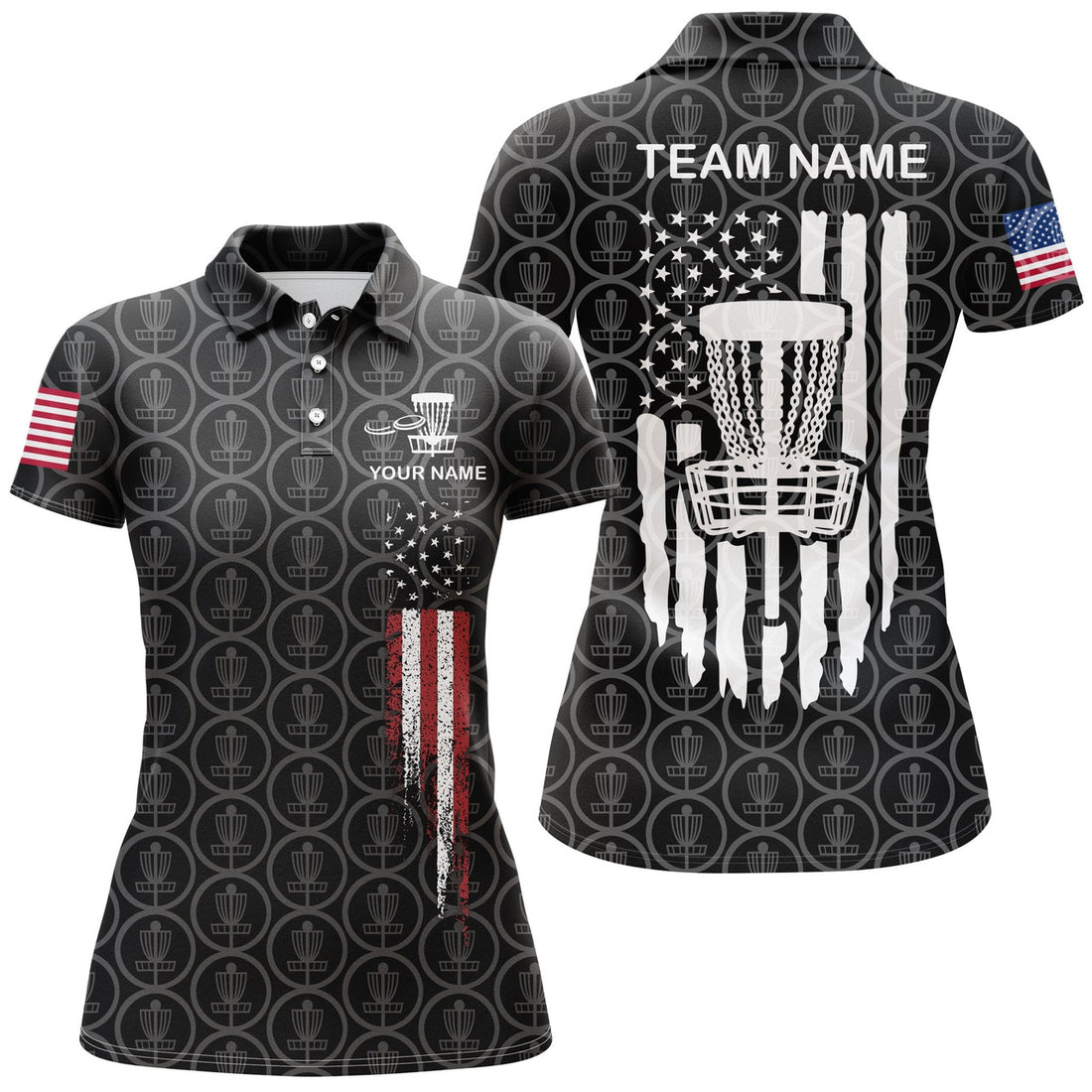 Custom Retro American Flag Disc Golf Polo Shirt Custom Patriotic Golf Shirts For Women Golf Gifts
