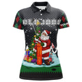 Custom Golf Santa Argyle Pattern Christmas Golf Polo Shirts Custom Golf Shirts For Women Golf Gifts