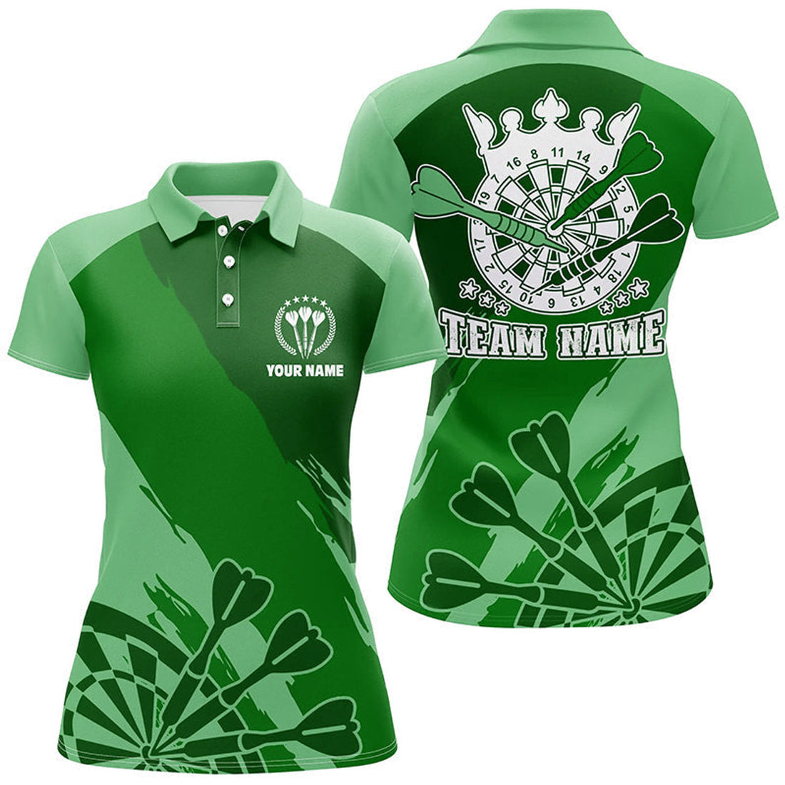 Custom Personalized Green Womens Darts Polo Shirt Custom Cool Darts Shirt For Women Darts Jersey