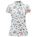 Custom Blue Winter Holly Seamless Custom Golf Polo Shirts Christmas Golf Shirts For Women Golf Gifts