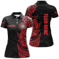 Custom Personalized Red Tribal Women Darts Polo Shirt Custom Darts Shirt For Women Dart Jerseys