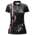 Custom Smoky American Flag Womens Golf Polo Shirts Custom Patriotic Golf Tops For Women Golf Pattern