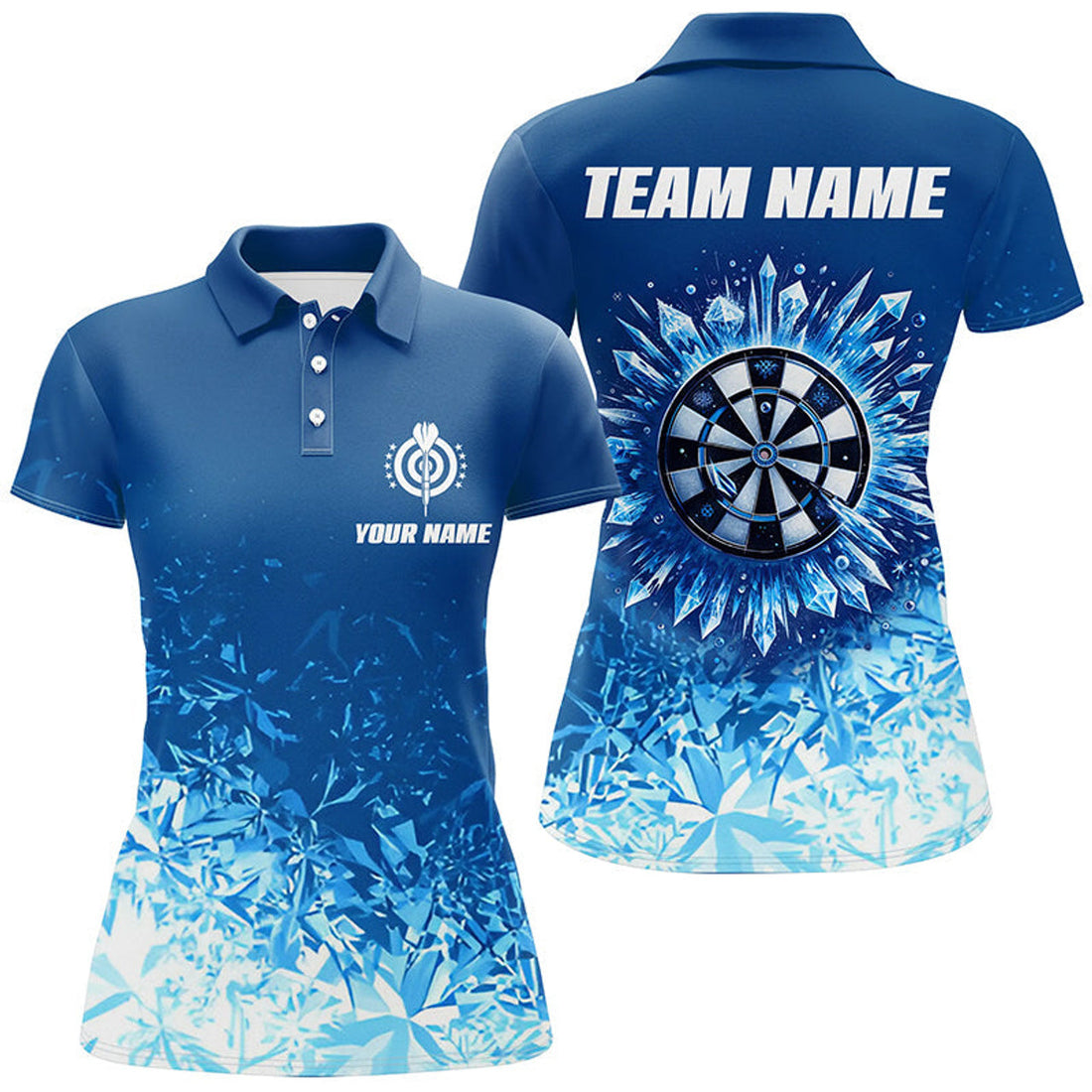 Custom Personalized Icy Blue Darts Polo Shirt Custom Cool Darts Shirt For Women Dart Jerseys