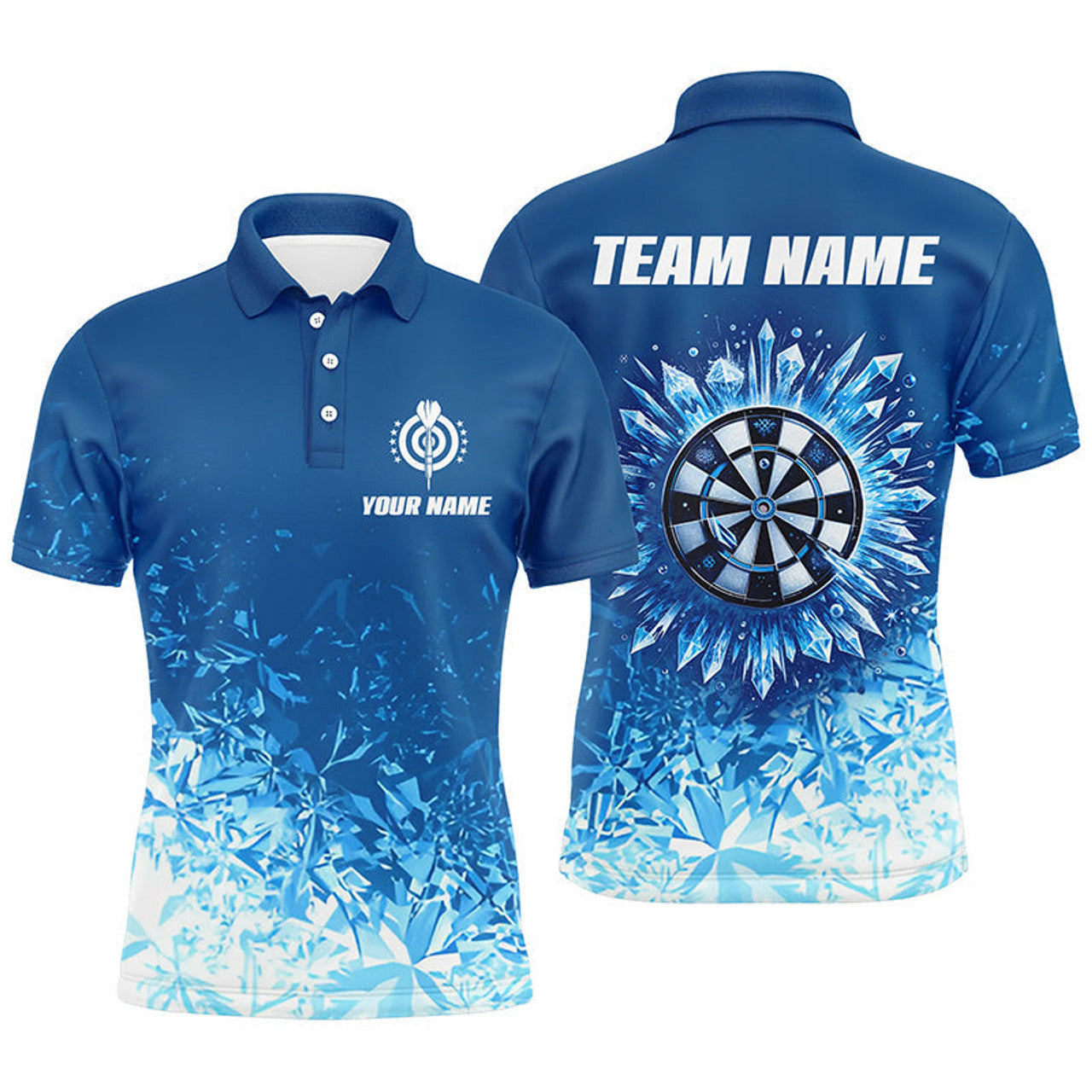 Personalized Icy Blue Mens Darts Polo Shirt Custom Cool Darts Shirt For Men Dart Jerseys