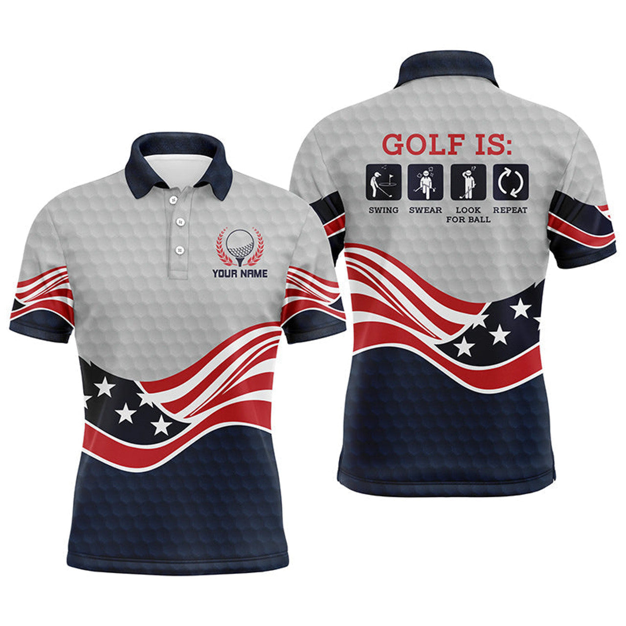 Custom American Flag Golf Shirts For Men, Personalized Funny Golf Polo Shirts For Mens, Golfer Gifts