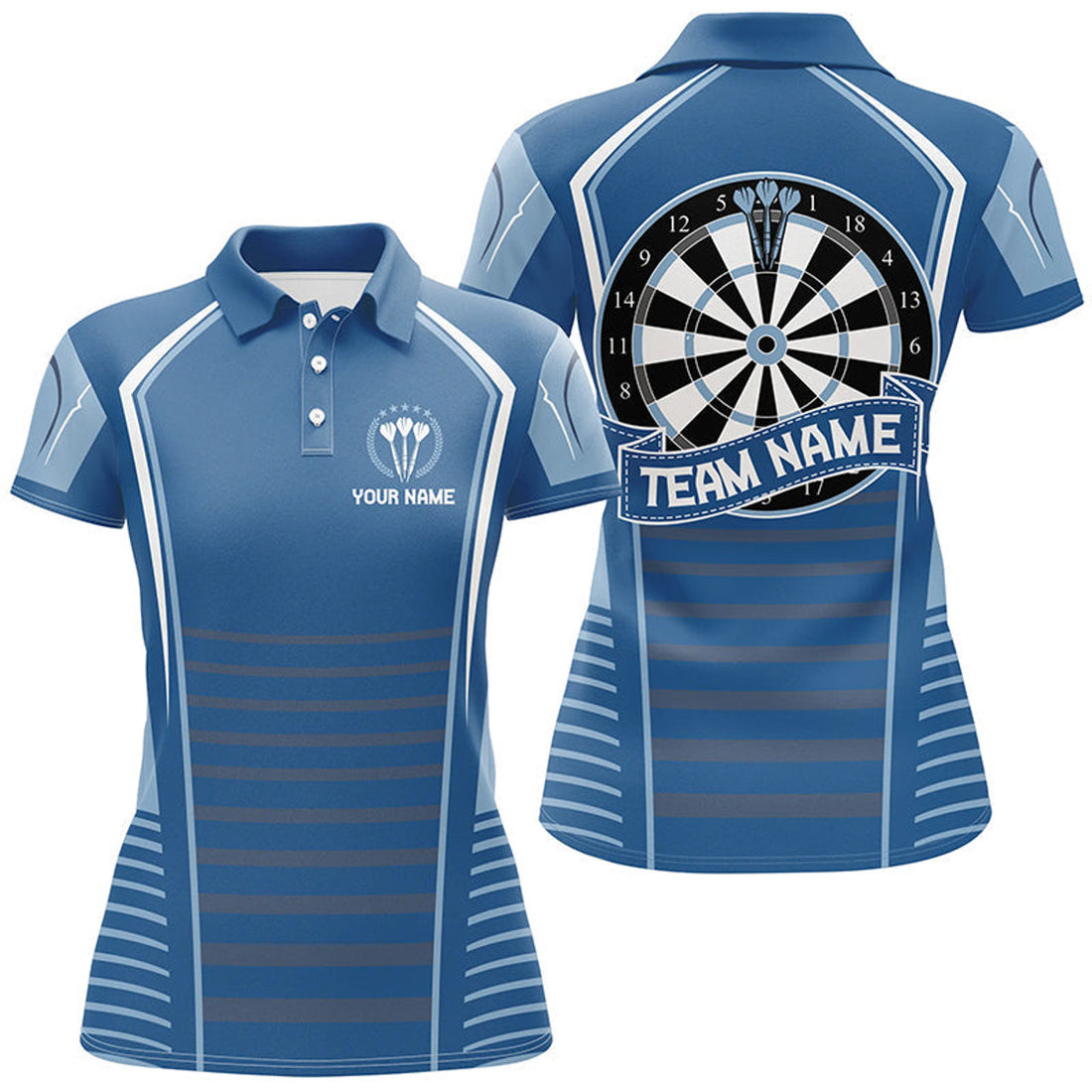Custom Personalized Darts Blue Womens Polo Shirts Custom Darts Shirt For Women Dart Jerseys