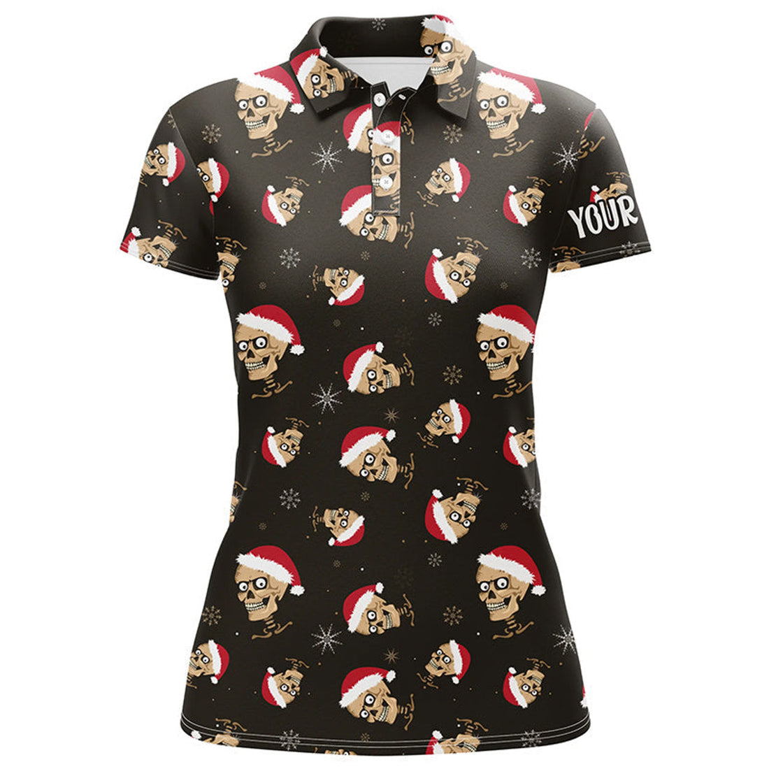 Custom Santa Skull Golf Polo Shirts Custom Name Christmas Golf Shirts For Women Funny Golf Gifts
