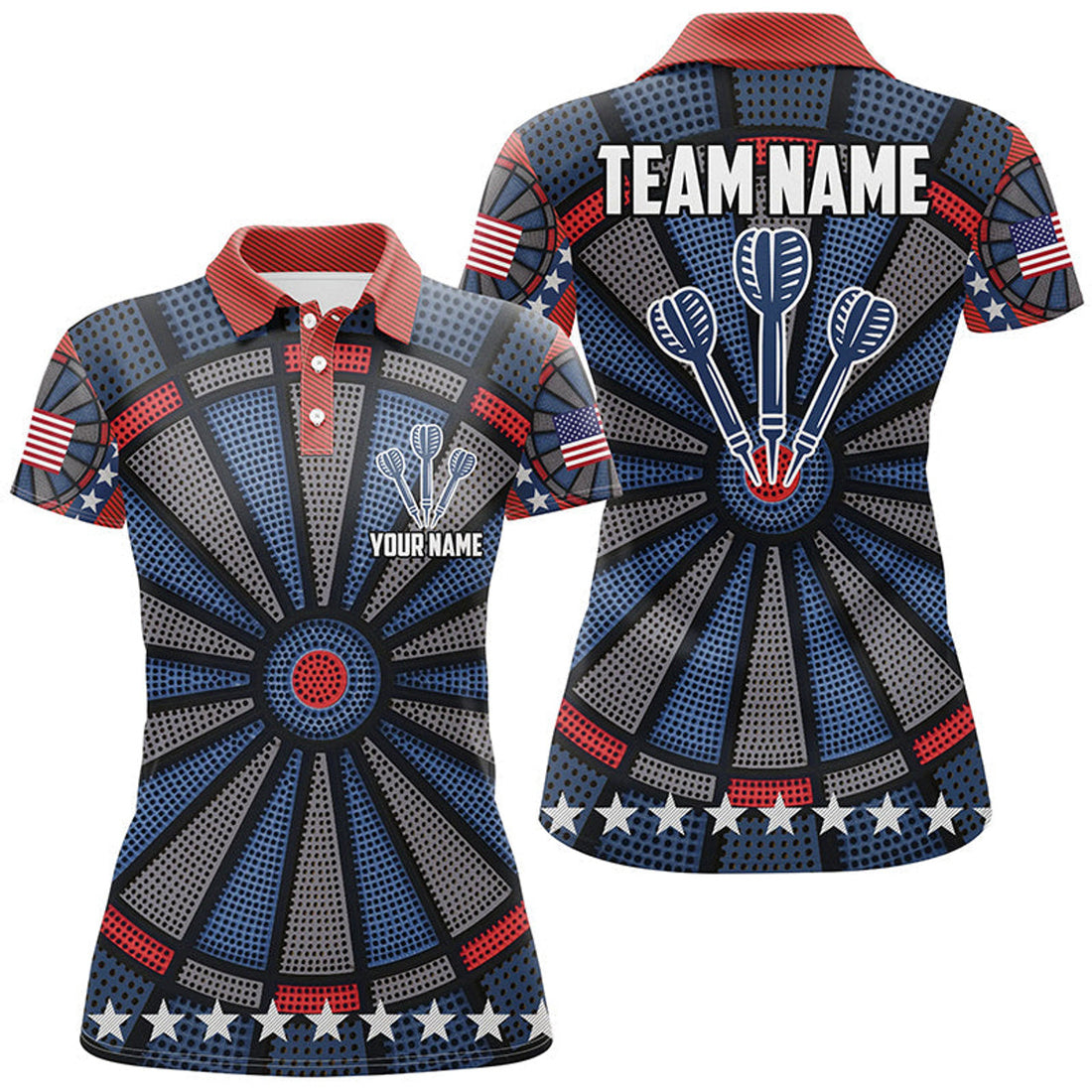 Custom Personalized Dart Board All Over Print Darts Polo Shirt Custom Dart Jerseys For Women
