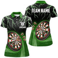 Custom Green Thunder Lightning Womens Darts Polo Shirt Custom Darts Shirt For Women Dart Jerseys