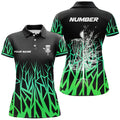 Custom Personalized Disc Golf Basket Tree Green Gradient Women Polo Shirt Disc Golf Shirts For Women