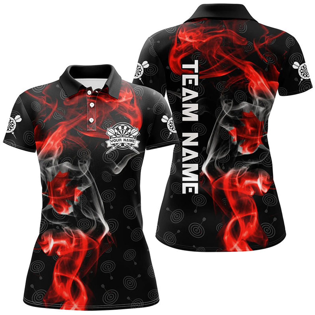 Custom Smoky Canada Flag Darts Polo Shirt Custom Patriotic Darts Shirt For Women Dart Jerseys