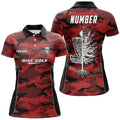 Custom Camo Womens Golf Polo Shirts, Custom Red Camo Golf Shirt Disc Golf Shirts For Women, Golf Gifts