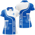 Custom Personalized Disc Golf Basket Blue White Womens Polo Shirt Custom Disc Golf Shirts For Women