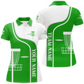 Custom Personalized Disc Golf Basket Green White Womens Polo Shirt Custom Disc Golf Shirts For Women