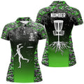 Custom Green Camo Womens Disc Golf Polo Shirt Custom Camouflage Golf Shirts For Women Disc Golf Gift