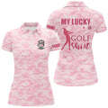Custom My Lucky Golf Shirt Pink Camo Womens Polo Shirt Custom Cute Camouflage Golf Gifts For Ladies