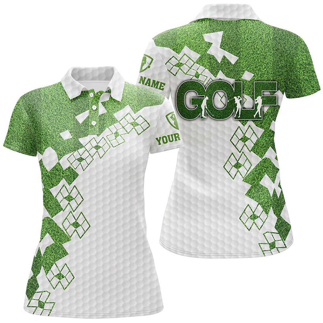 Custom Elegant Golf In Green Womens Golf Polo Shirt White Green Golf Shirts For Women Golfing Gifts