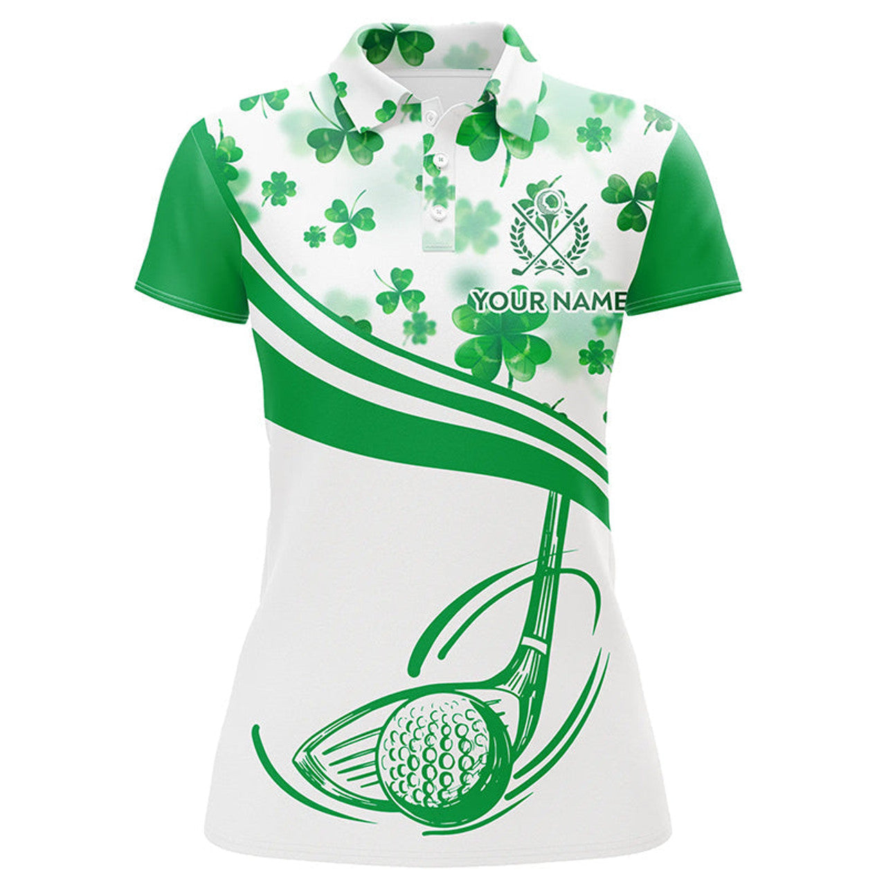 Custom Green Clover St Patrick Day Golf Polo Shirts Customized Golf Shirts For Women Golf Gifts