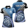 Custom Blue Womens Darts Polo Shirt With Name Customized Darts Shirts For Women Dart Jersey