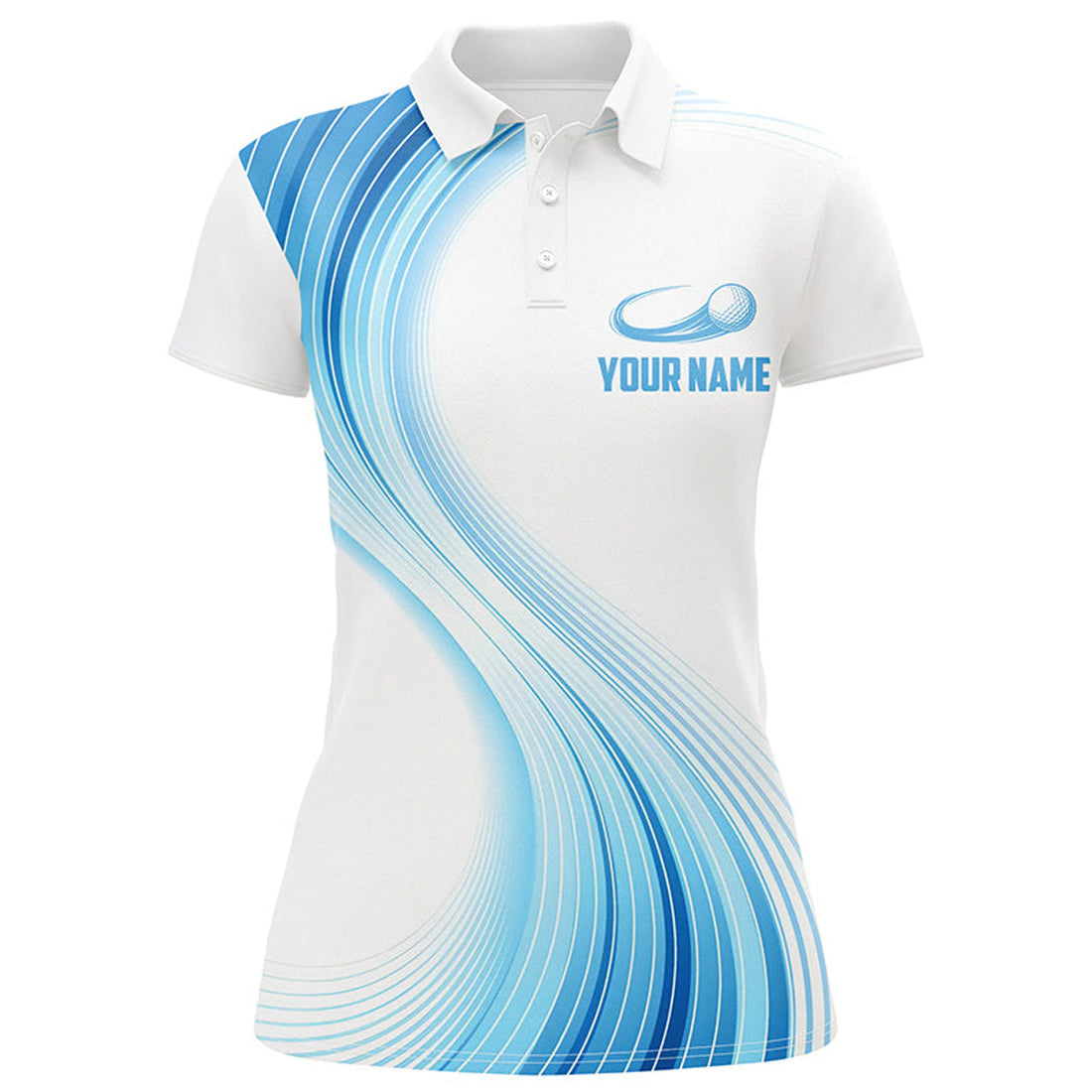 Custom Blue White Womens Golf Polo Shirts Custom Name Golf Shirts For Women Personalized Golf Gifts