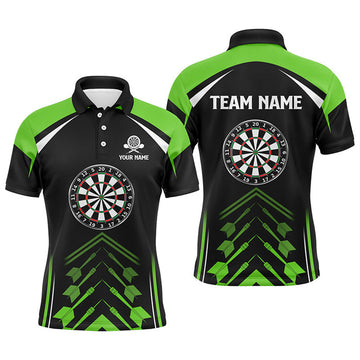 Personalized Green Black Mens Darts Polo Shirt Custom Darts Shirt For Men Dart Jerseys