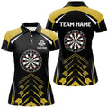 Custom Personalized Yellow Black Womens Darts Polo Shirt Custom Darts Shirt For Women Dart Jersey