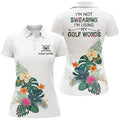 Custom Womens Tropical Flower Golf Polo Shirt Personalized White Golf Shirts For Women Tropical Golf Gifts