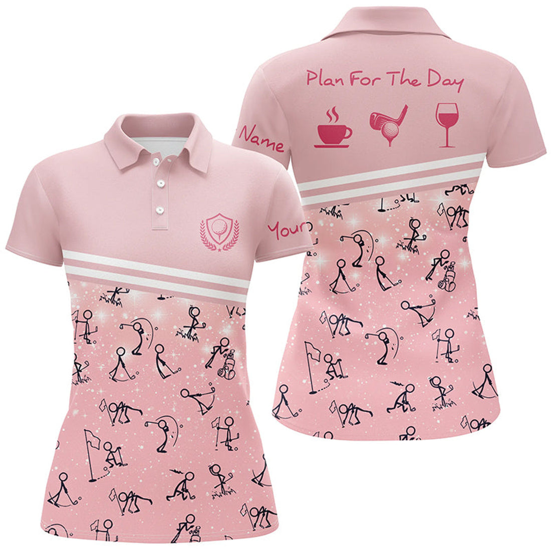 Custom Plan For The Day Pink Golf Polo Shirts Custom Funny Golf Shirts For Women Cute Golf Gifts