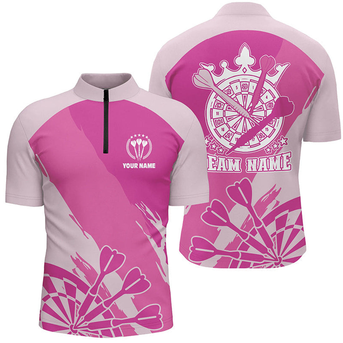Custom Personalized Pink Darts Quarter-Zip Shirt Custom Pink Cool Dart Shirt For Men Darts Jersey