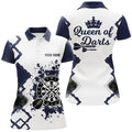 Custom Queen Of Darts Navy White Darts Polo Shirt Custom Cool Darts Jersey For Women