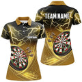 Custom Personalized Thunder Lightning Yellow Darts Polo Shirt Custom Dart Jersey For Women