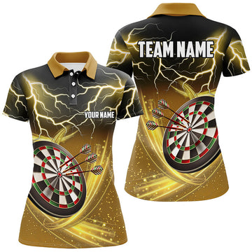 Custom Personalized Thunder Lightning Yellow Darts Polo Shirt Custom Dart Jersey For Women