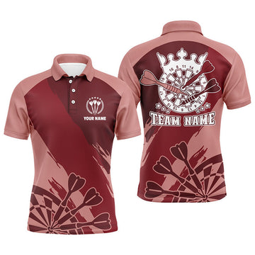 FUNSTUFFPRINT Personalized Red Men Darts Polo Shirt Custom Cool Dart Shirts For Men Darts Polo Shirt Size S-5XL