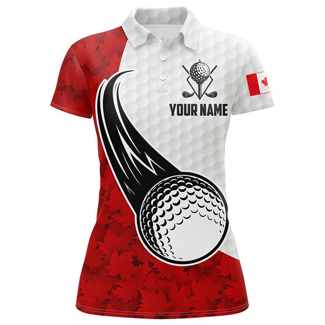 Custom Canada Flag Red Maple Leaf Golf Polo Shirts Custom Patriotic Golf Shirts For Women Golf Gifts