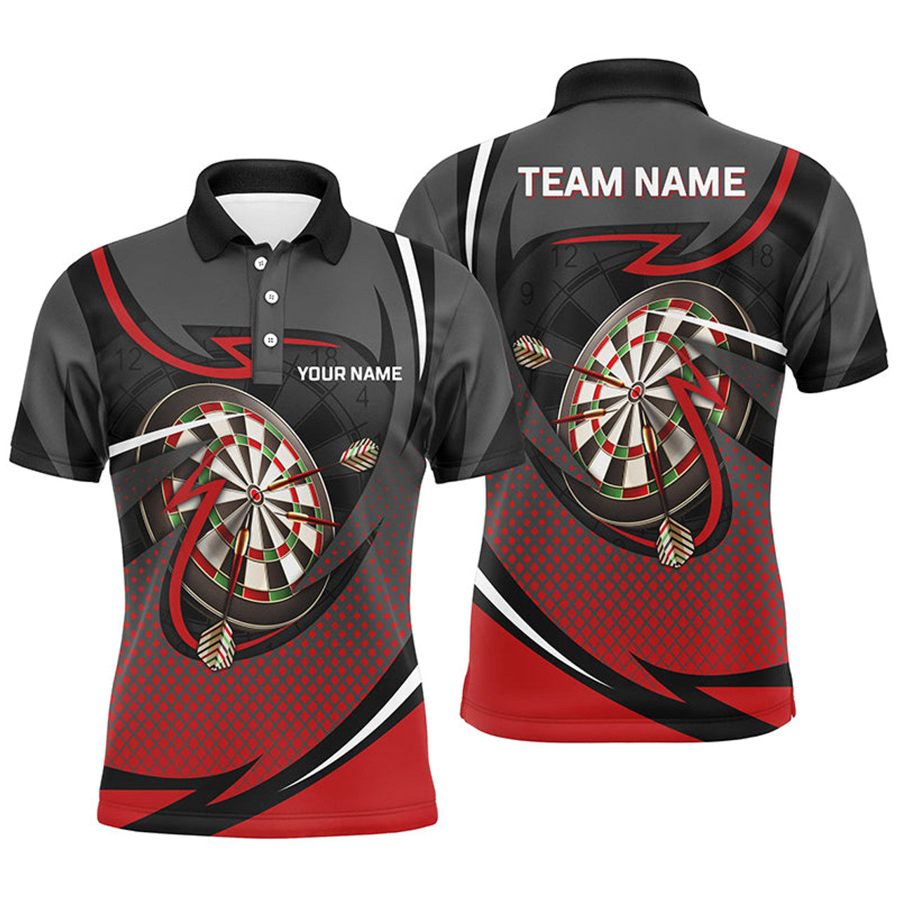Custom Red And Grey Sports Style Mens Darts Polo Shirt Custom Darts Shirt For Men Dart Jerseys