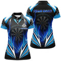 Custom Blue Thunder Lightning Womens Darts Polo Shirt Custom Dart Shirts For Women Dart Jerseys