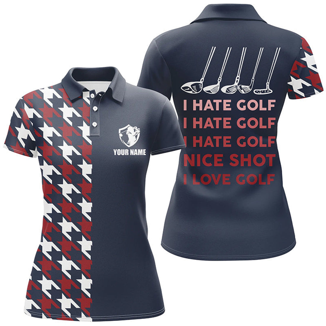 Custom I Hate Golf Nice Shot I love Golf Funny Golf Polo Shirt Navy Golf Shirts For Women