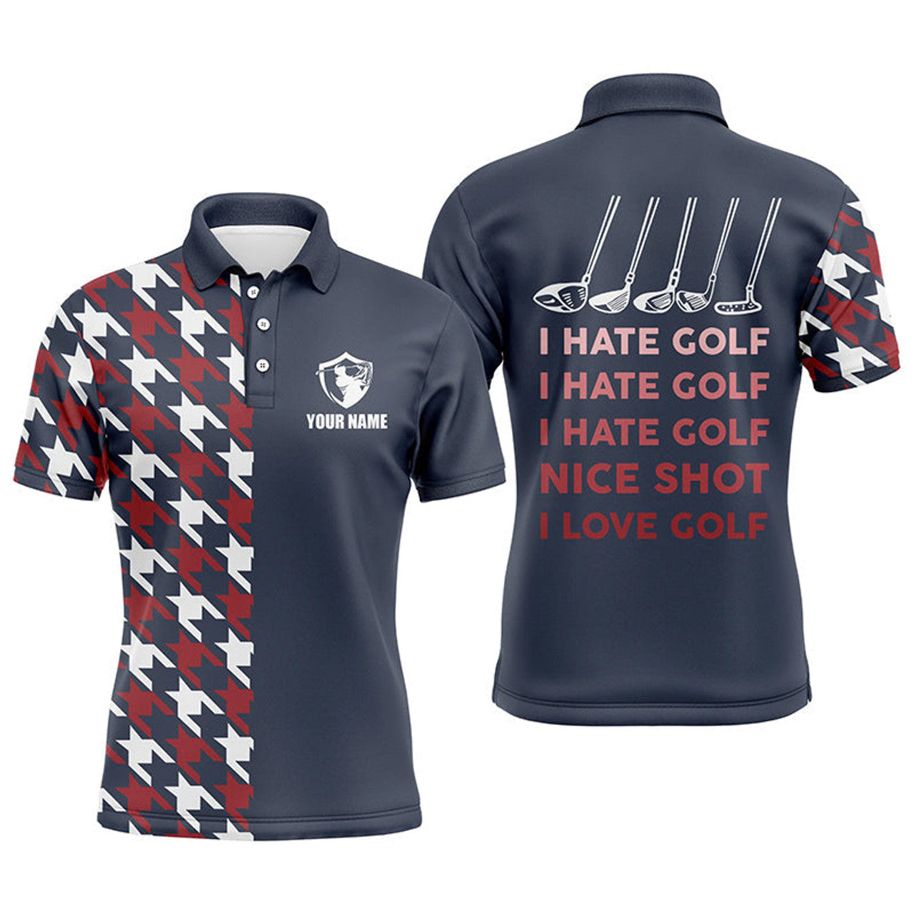 FUNSTUFFPRINT I Hate Golf Nice Shot I love Golf Funny Mens Golf Polo Shirt Size S-5XL