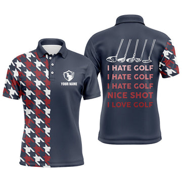 FUNSTUFFPRINT I Hate Golf Nice Shot I love Golf Funny Mens Golf Polo Shirt Size S-5XL