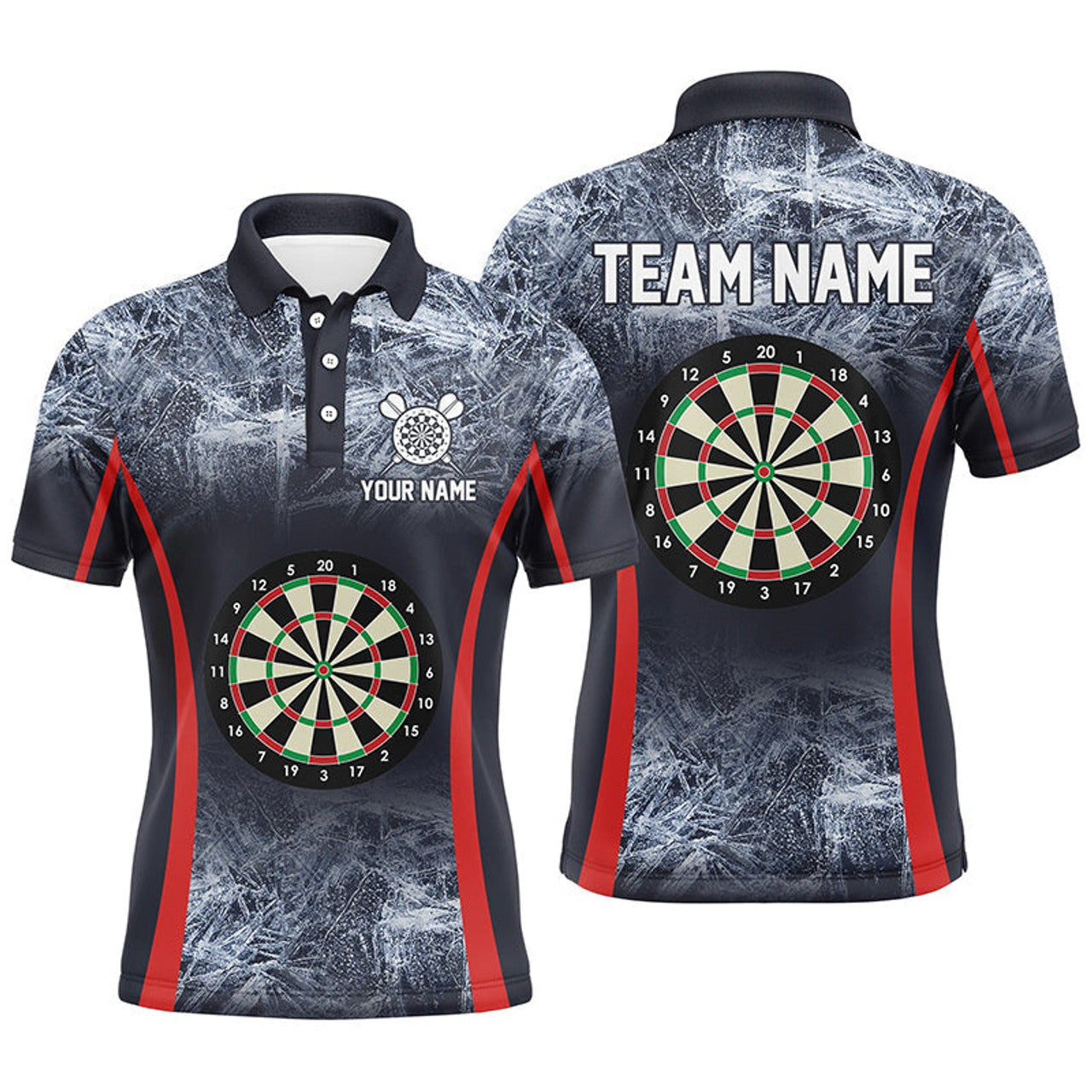 Custom Icy Navy Blue Mens Darts Polo Shirt Customized Darts Shirt For Men Darts Team Jersey