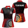 Custom Red Black Fire & Water Womens Darts Polo Shirt Custom Darts Shirt For Women Dart Jerseys