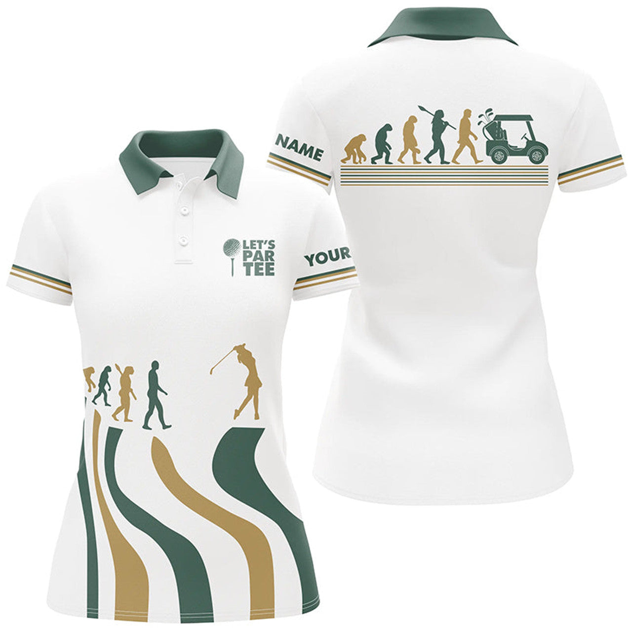 Custom Evolution Of The Golf White Polo Shirt Lets Par Tee Custom Golf Shirts For Women Golf Gifts