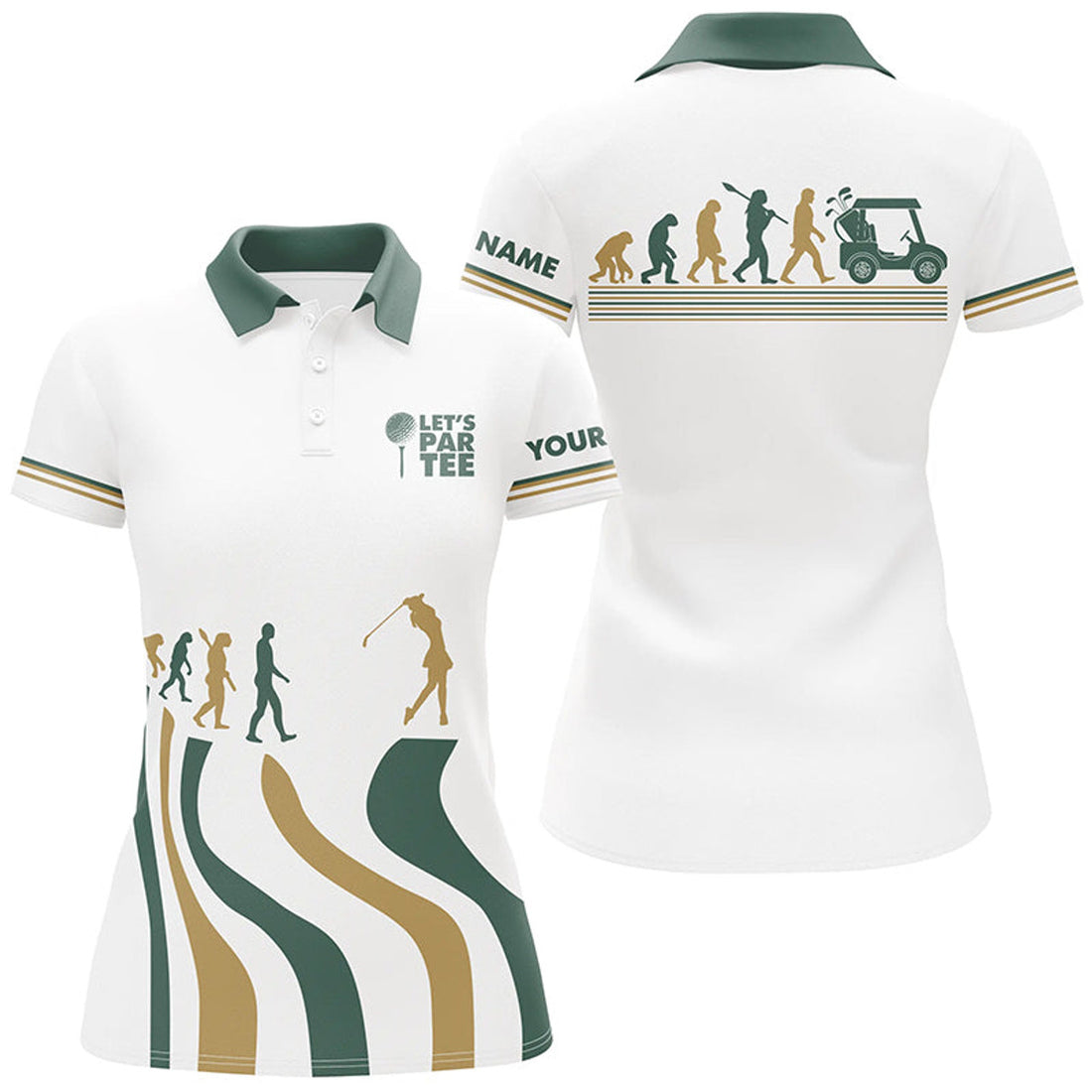 Custom Evolution Of The Golf White Polo Shirt Lets Par Tee Custom Golf Shirts For Women Golf Gifts
