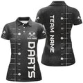 Custom Personalized Womens Darts Polo Shirt 3D Printed Black White Custom Dart Jerseys For Women