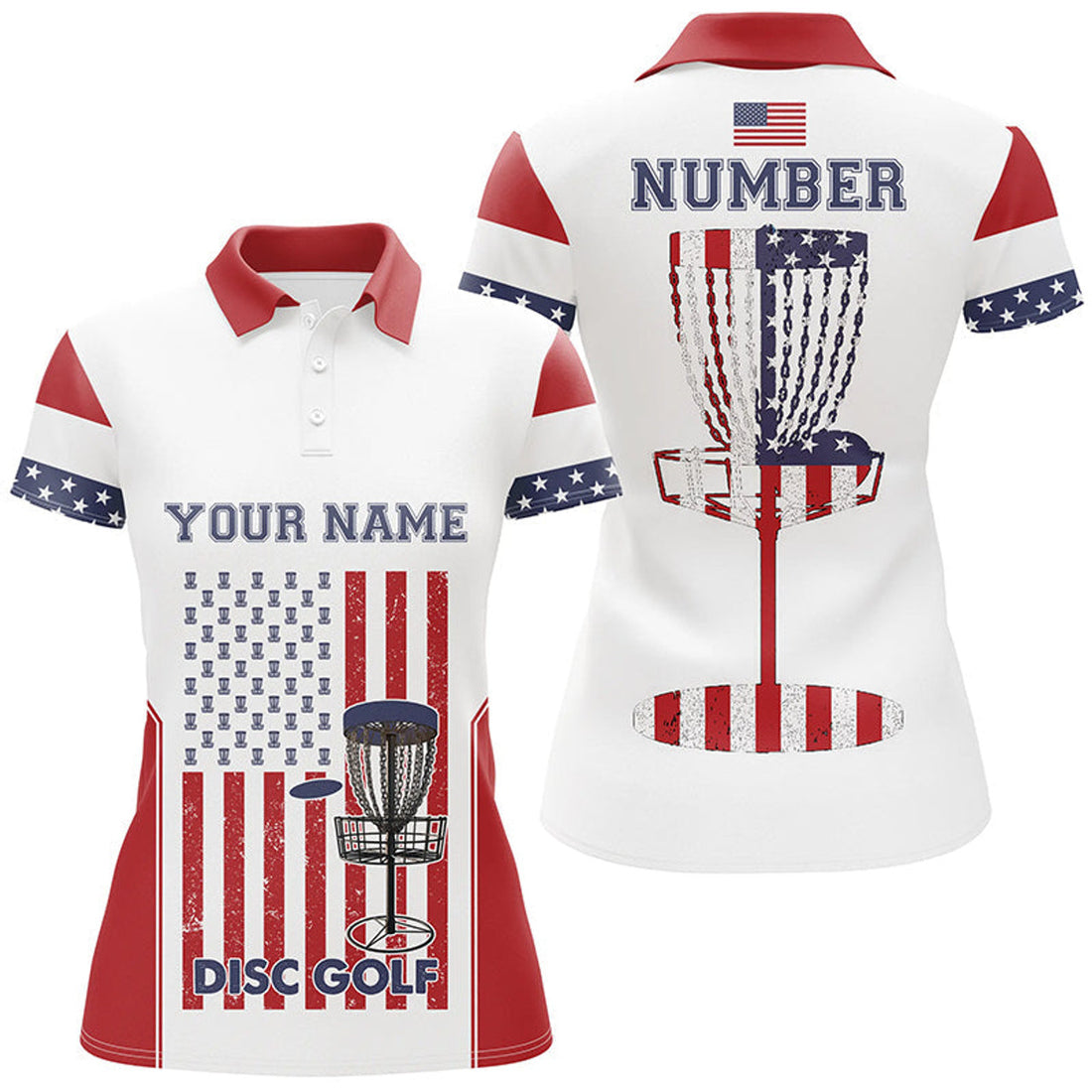 Custom American Flag Disc Golf Polo Shirt Custom Patriotic Golf Shirts For Women Disc Golf Gifts